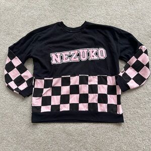 Nezuko Black and Pink Checkered Sweatshirt